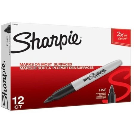 SHARPIE Super Sharpie® Fine Point Marker, Black, PK12 SAN33001